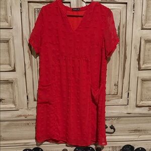 Anthropologie Red Textured Mini Dress